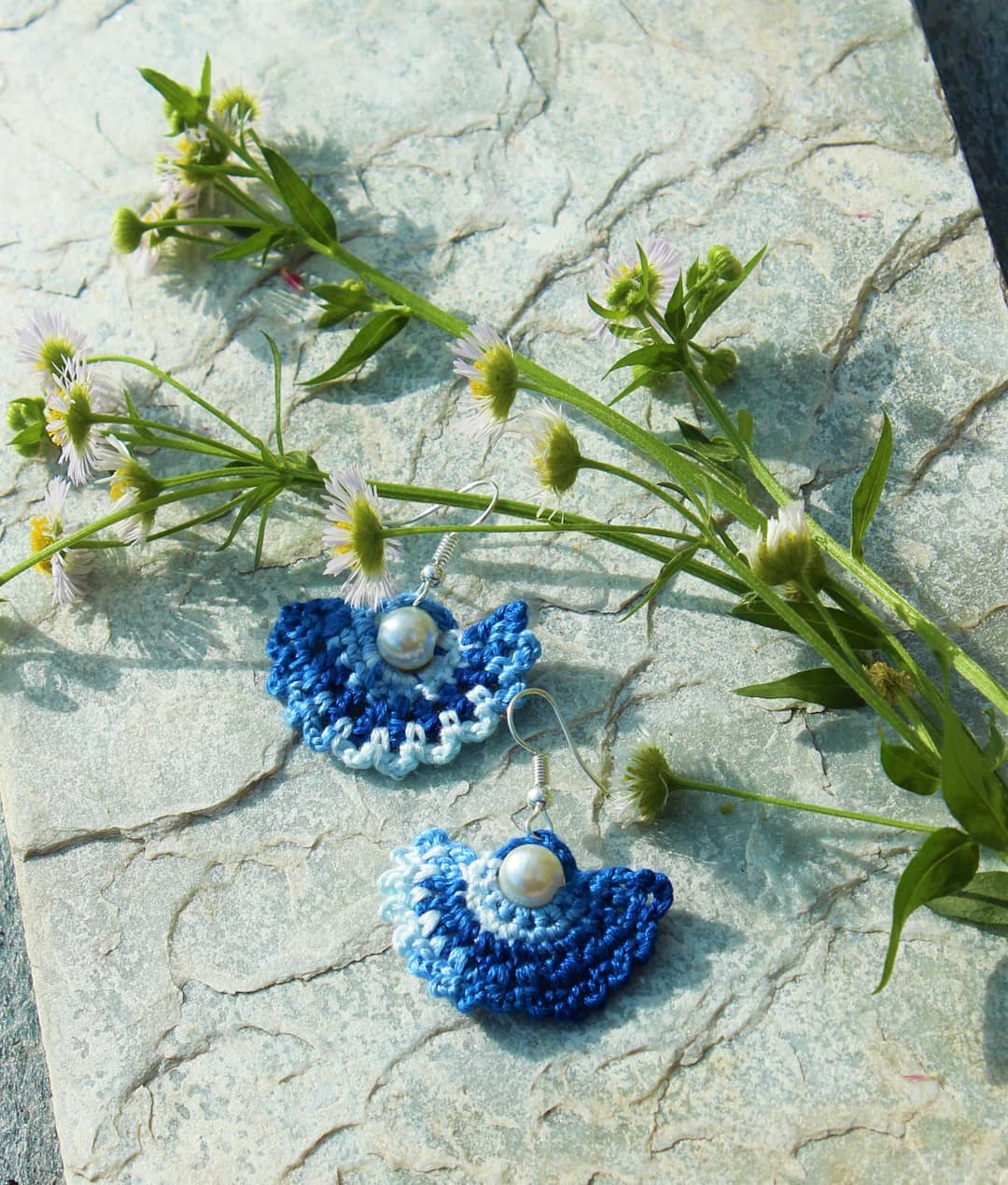 Shaded Blue Handwoven Earrings